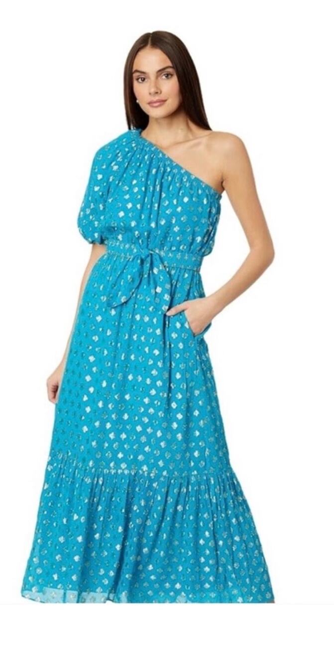 Lilly Pulitzer Zelalynn One Shoulder Maxi Dress Blue Rhapsody Women’s 00
